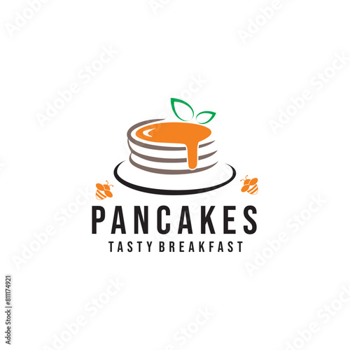 Stack of pancakes with Illustrations in several colors