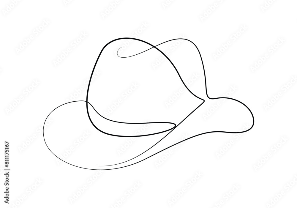 Cowboy hat continuous one line drawing vector illustration. Premium vector Cowboy hat continuous one line drawing vector illustration. Premium vector