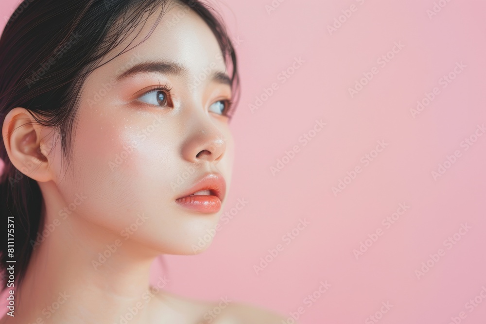 肌の綺麗な日本人女性(スキンケア・メイク・モデル・背景なし) 肌の綺麗な日本人女性(スキンケア・メイク・モデル・背景なし)