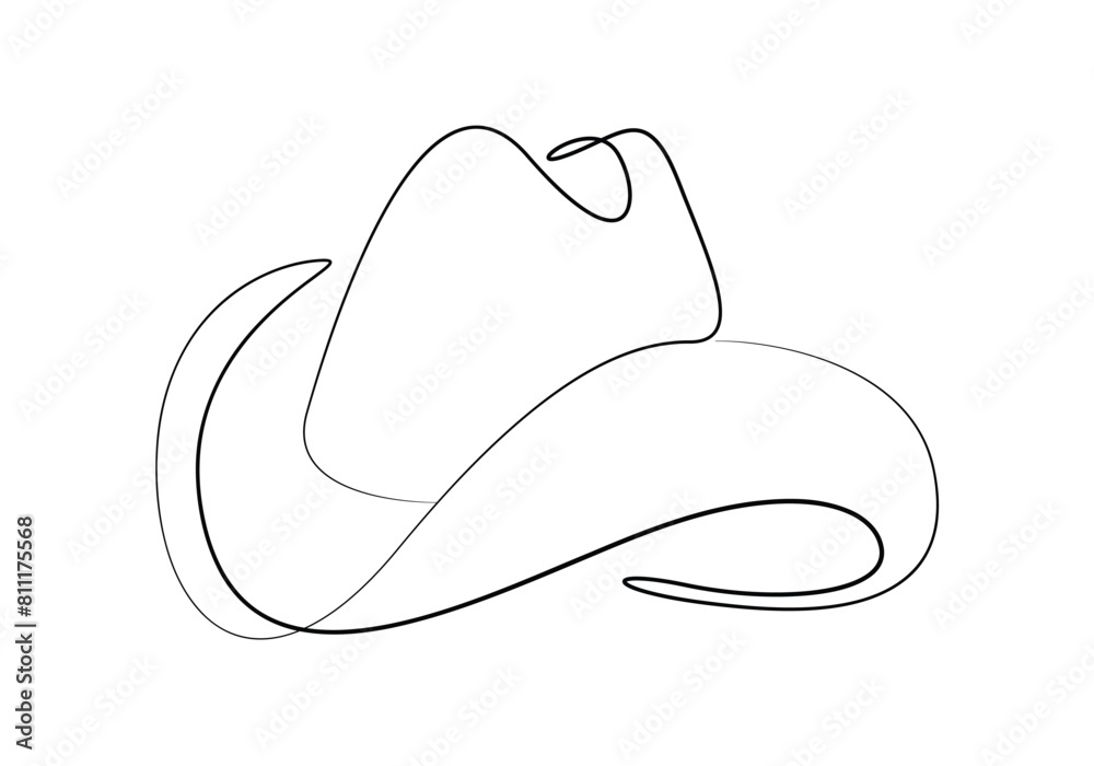 Cowboy hat continuous one line drawing vector illustration. Premium vector 