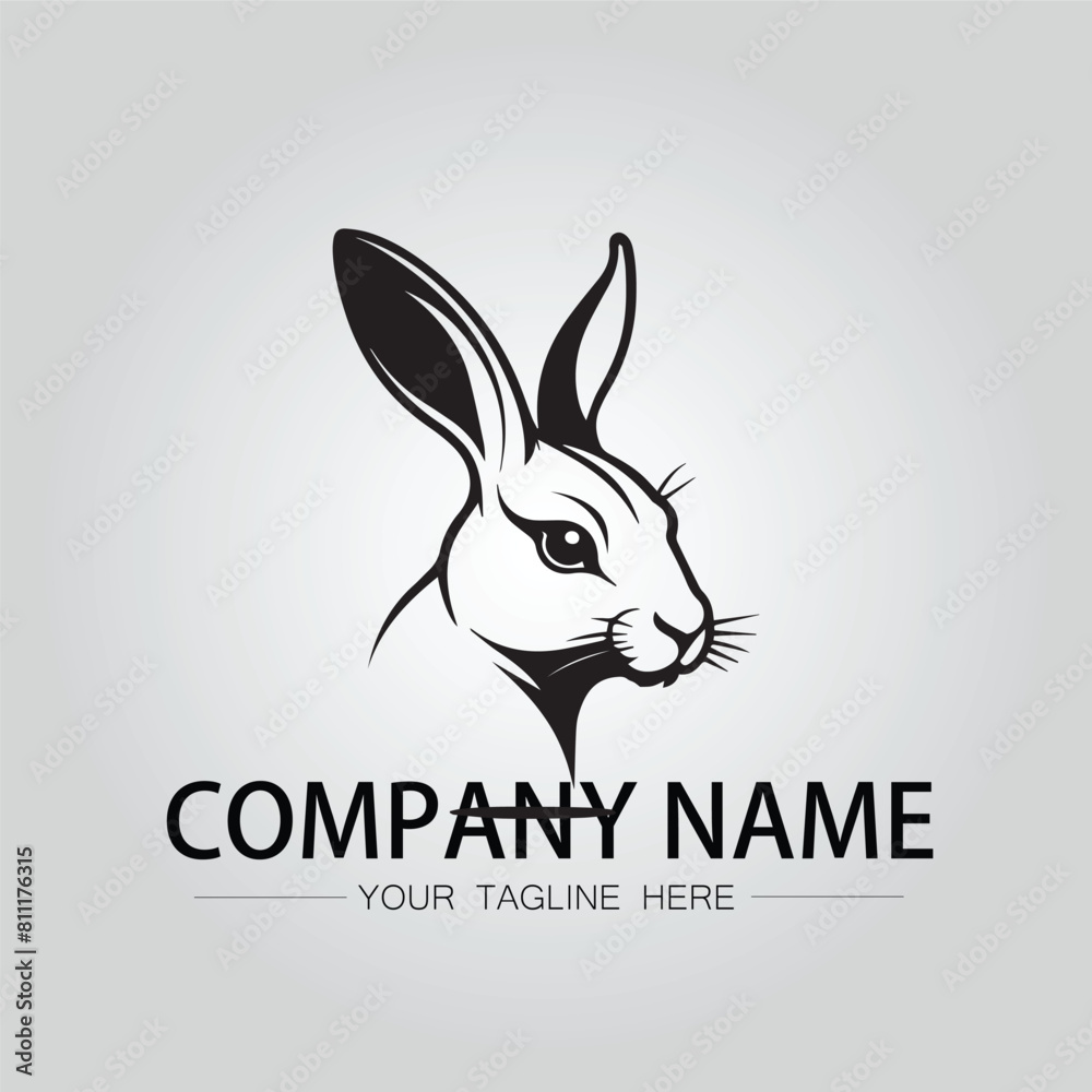 Rabbit silhouette company logo vector image on the white background Rabbit silhouette company logo vector image on the white background
