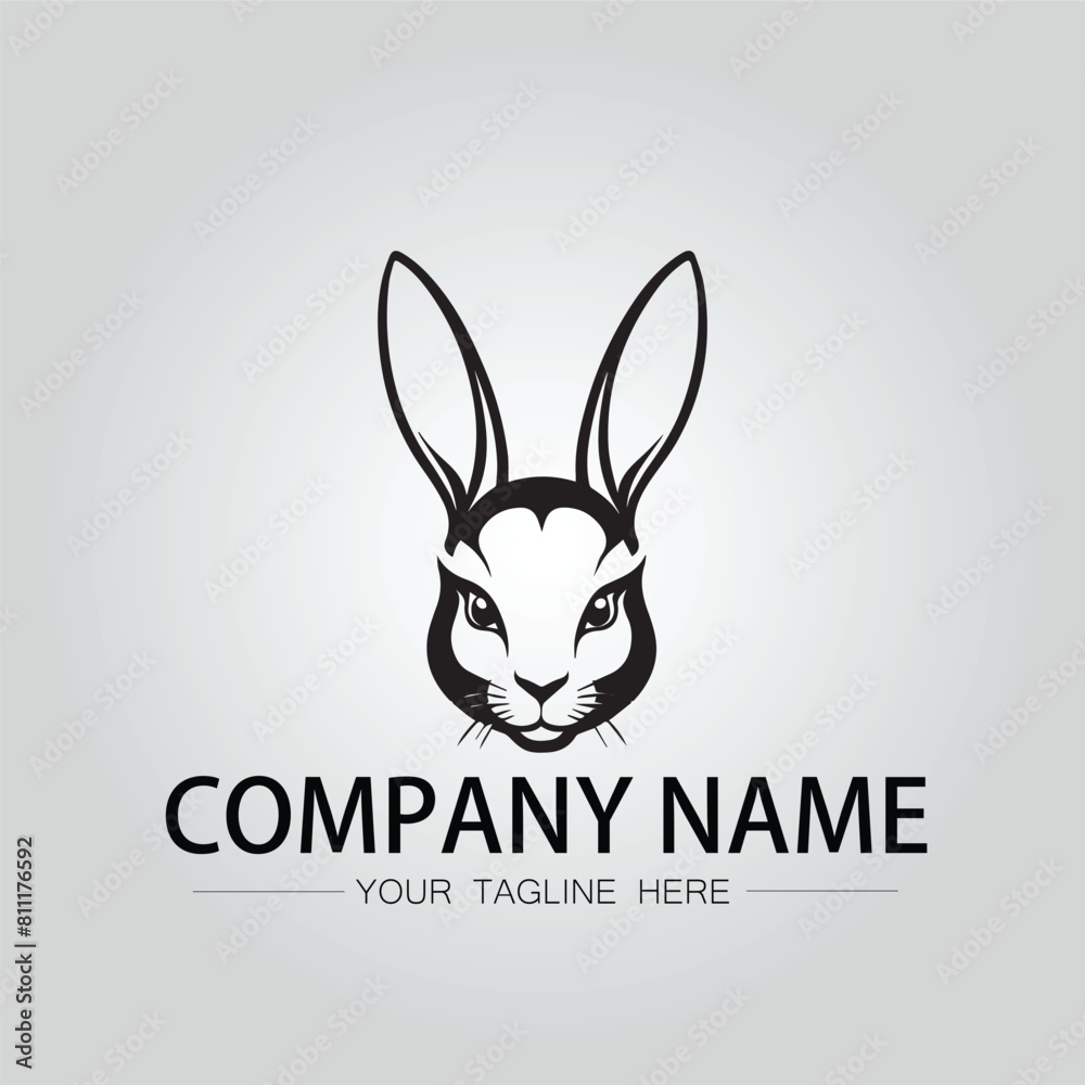 Rabbit silhouette company logo vector image on the white background