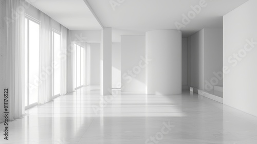 3D White Interior Background 
