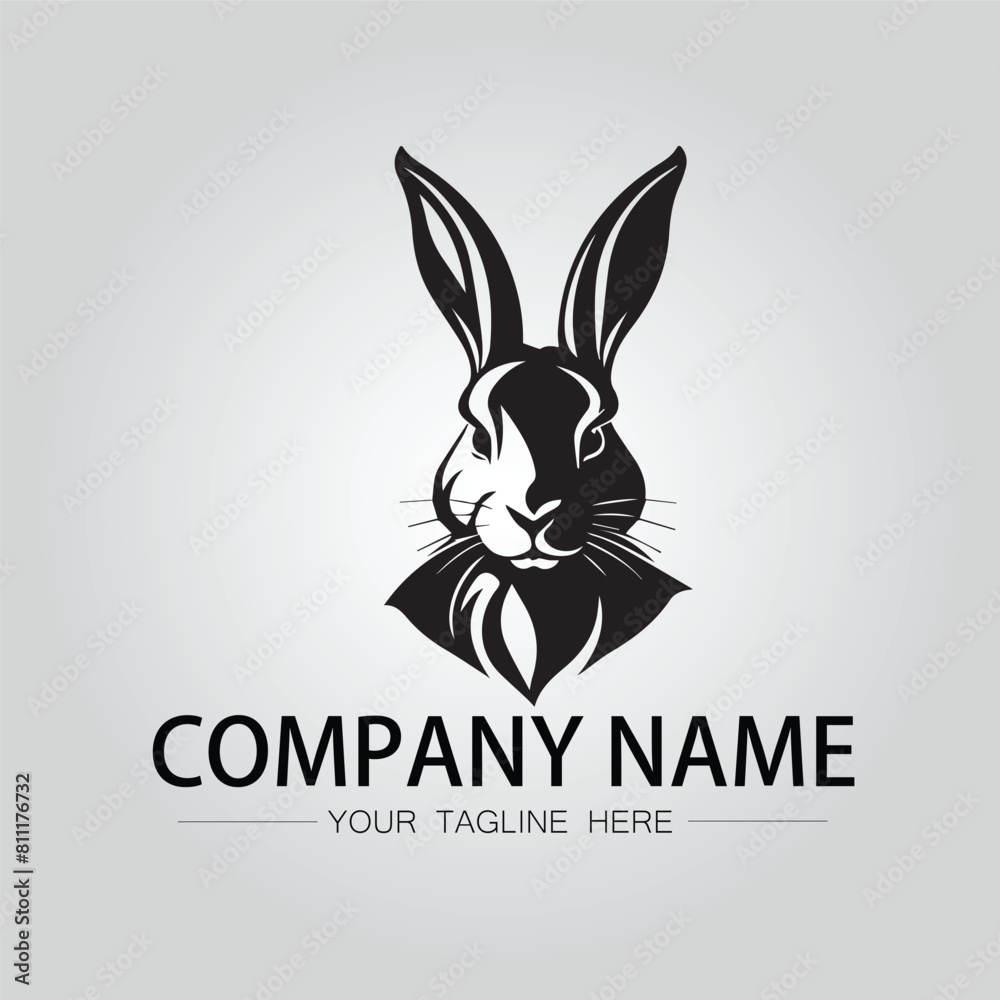Rabbit silhouette company logo vector image on the white background Rabbit silhouette company logo vector image on the white background