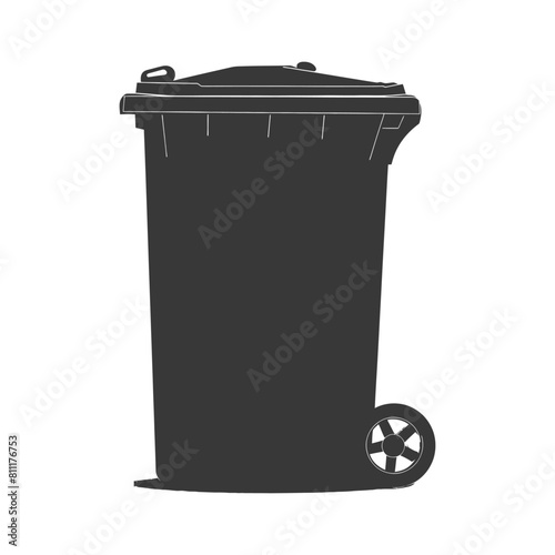 Silhouette rubbish bin or trash bin black color only