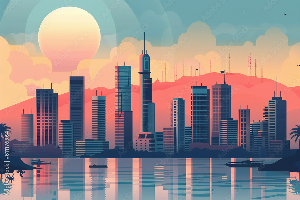 Fototapeta premium Beirut city flat vector skyline