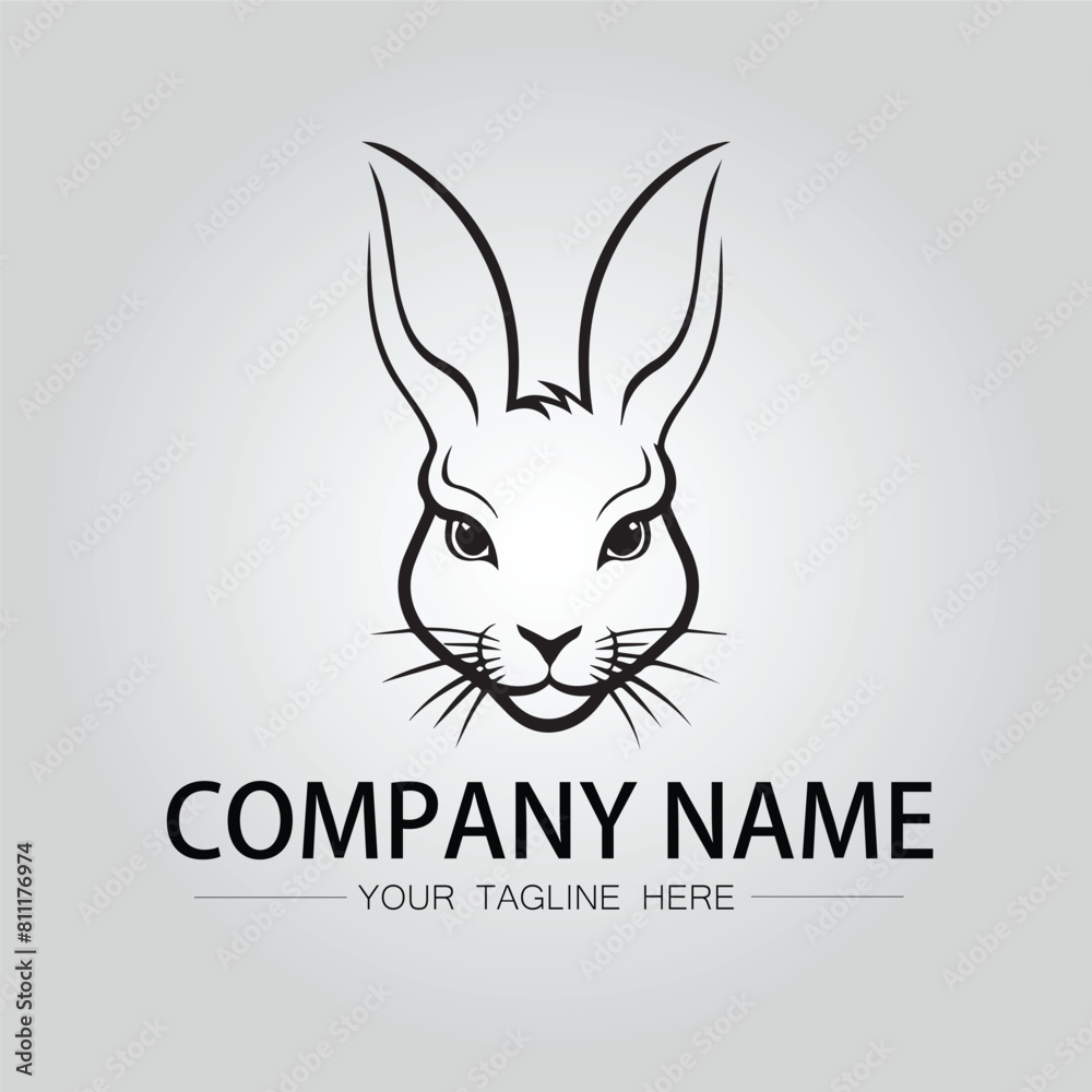 Rabbit silhouette company logo vector image on the white background Rabbit silhouette company logo vector image on the white background