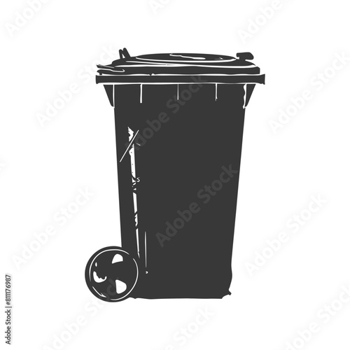Silhouette rubbish bin or trash bin black color only