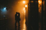 Intimate Moment Under City Lights