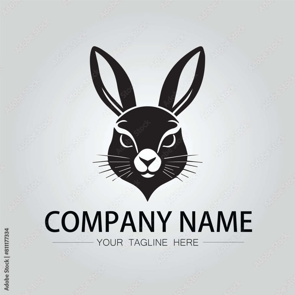Rabbit silhouette company logo vector image on the white background Rabbit silhouette company logo vector image on the white background