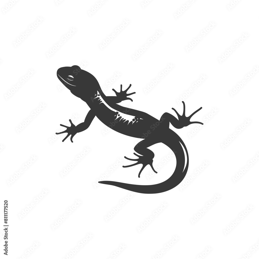 Silhouette salamander animal black color only