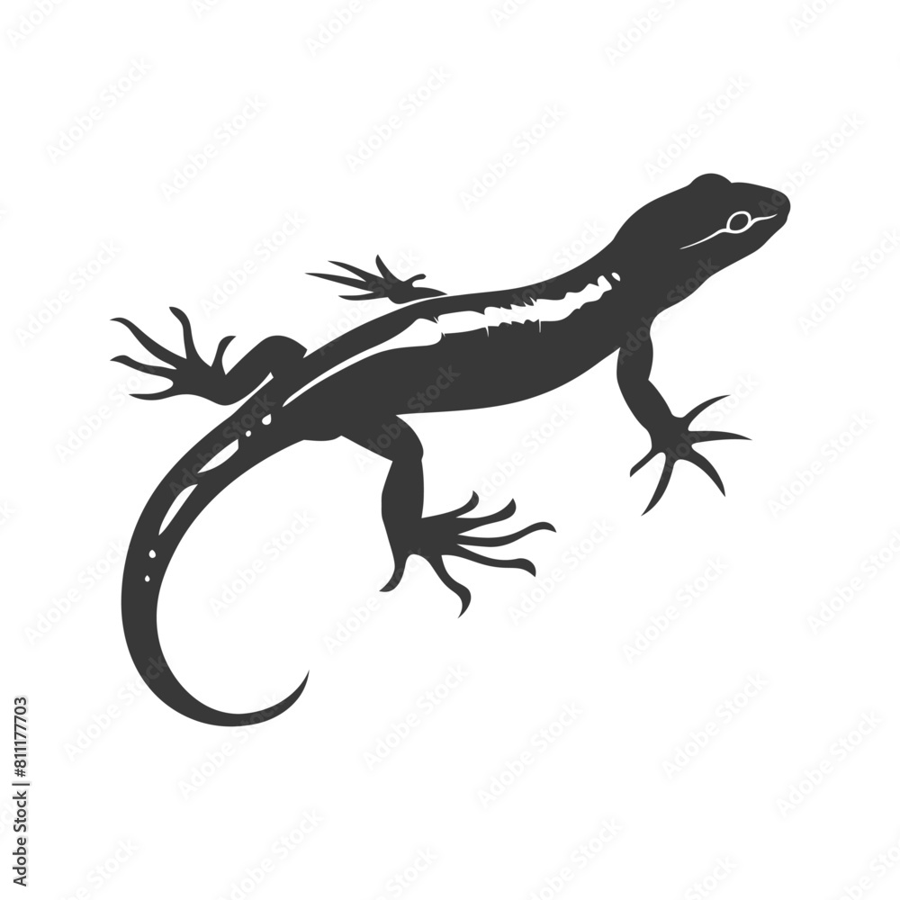 Fototapeta premium Silhouette salamander animal black color only