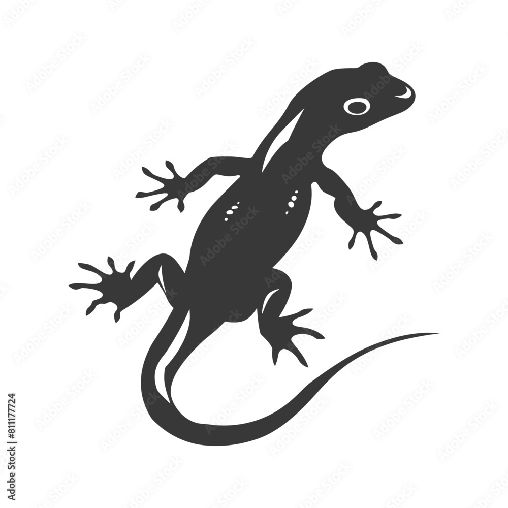 Silhouette salamander animal black color only