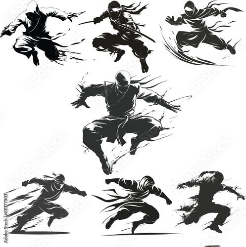Ninja Shadow siluate Vector silhouette, graphic
