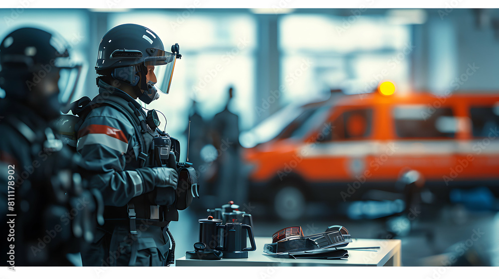 Emergency Response Teams Engaging in Crisis Management Simulation for Risk Response Practice Photo Realistic Concept Emergency Response Teams Engaging in Crisis Management Simulation for Risk Response Practice Photo Realistic Concept