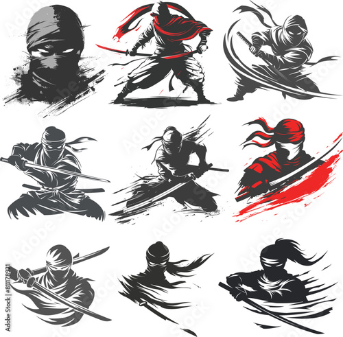 Ninja Shadow siluate Vector silhouette, graphic