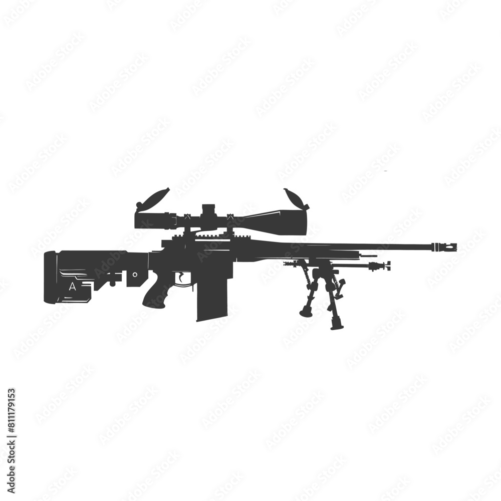 Silhouette Sniper rifle gun military weapon black color only