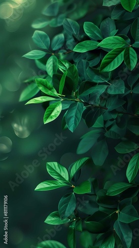 Verdant Impressions: Dark Green Abstract Oil Painting Background © Katherine