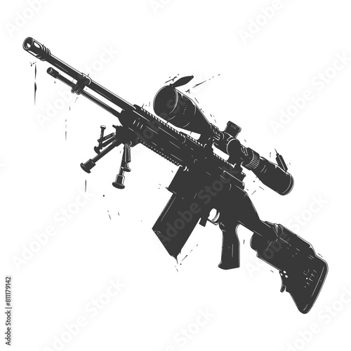 Silhouette Sniper rifle gun military weapon black color only