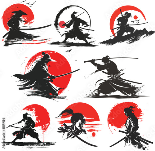 Samurai Shadow siluate Vector silhouette, graphic