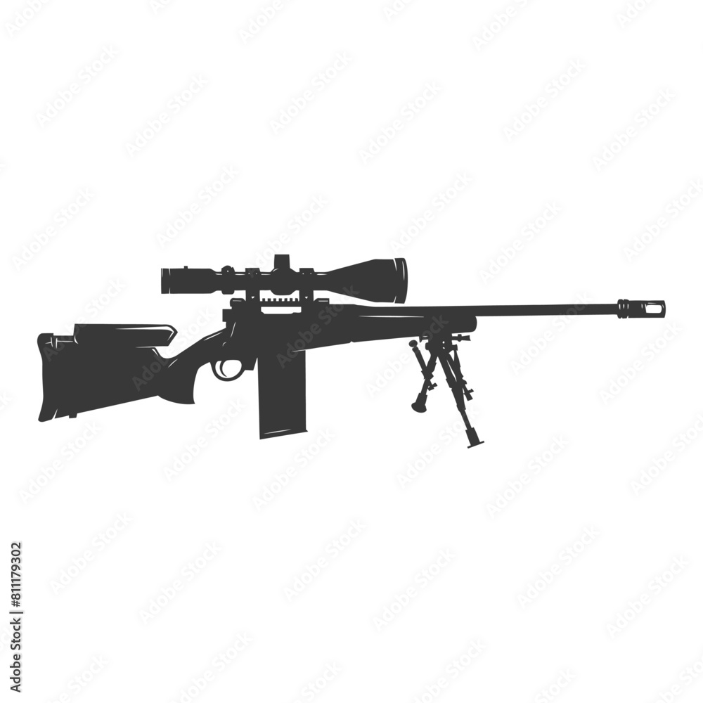 Silhouette Sniper rifle gun military weapon black color only