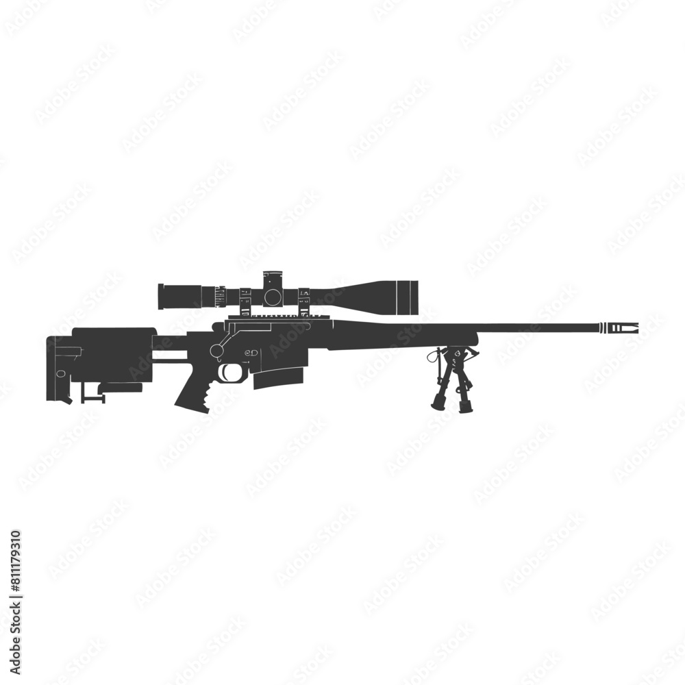 Silhouette Sniper rifle gun military weapon black color only