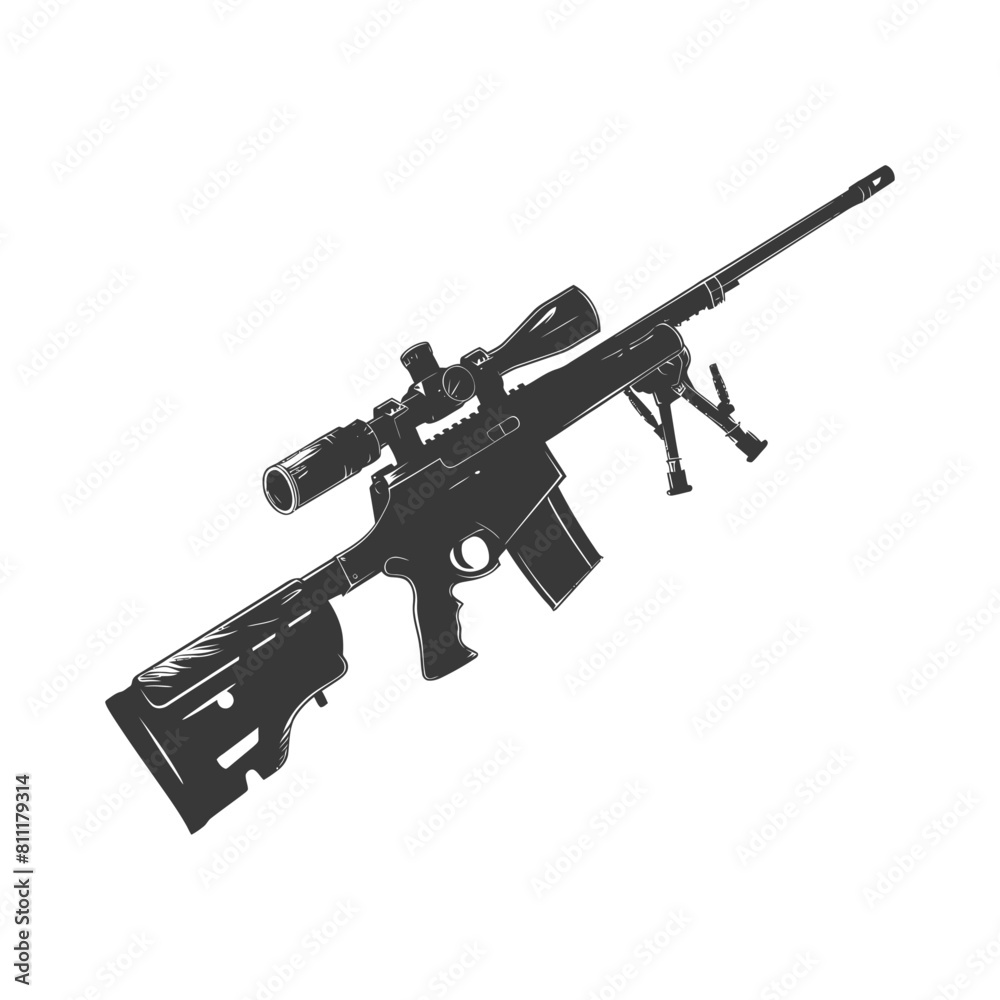 Silhouette Sniper rifle gun military weapon black color only Silhouette Sniper rifle gun military weapon black color only