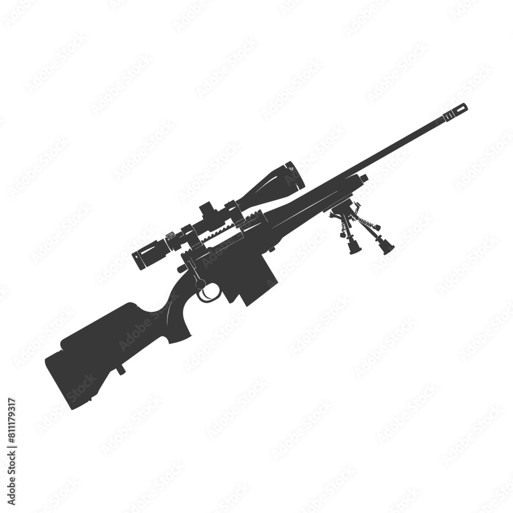 Silhouette Sniper rifle gun military weapon black color only