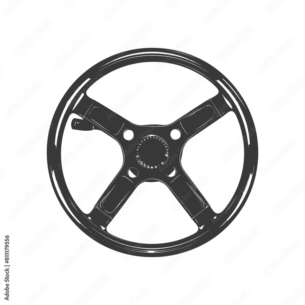 Obraz premium Silhouette steering wheel black color only