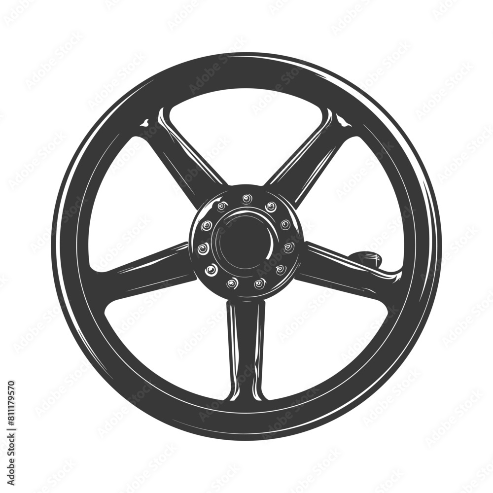 Fototapeta premium Silhouette steering wheel black color only
