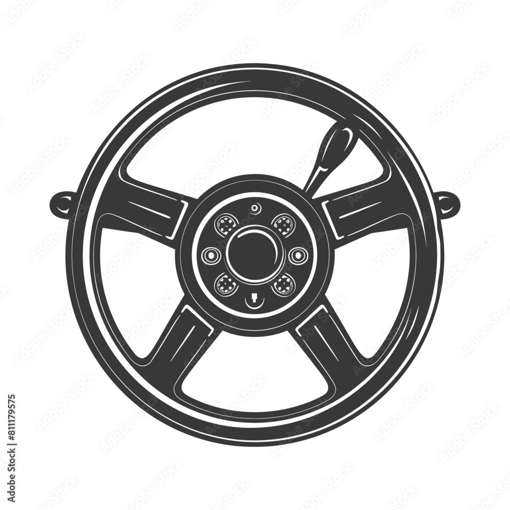 Obraz premium Silhouette steering wheel black color only