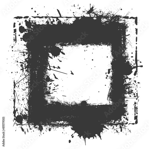 Silhouette Stencil frame dirty texture hearth border black color only