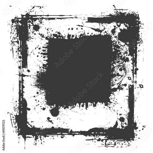 Silhouette Stencil frame dirty texture hearth border black color only