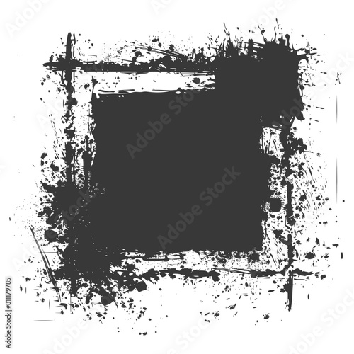 Silhouette Stencil frame dirty texture hearth border black color only
