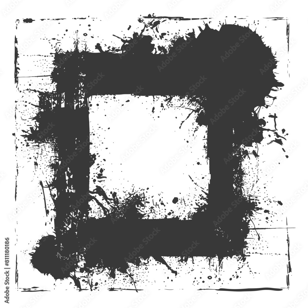 Silhouette Stencil frame dirty texture hearth border black color only