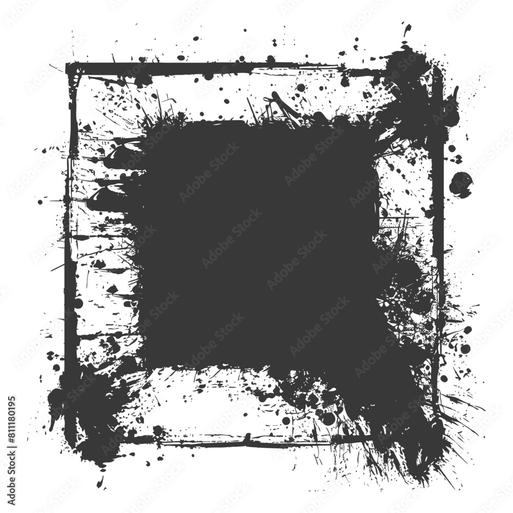 Silhouette Stencil frame dirty texture hearth border black color only