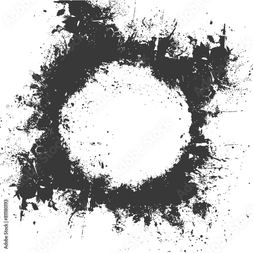 Silhouette Stencil frame dirty texture hearth border black color only
