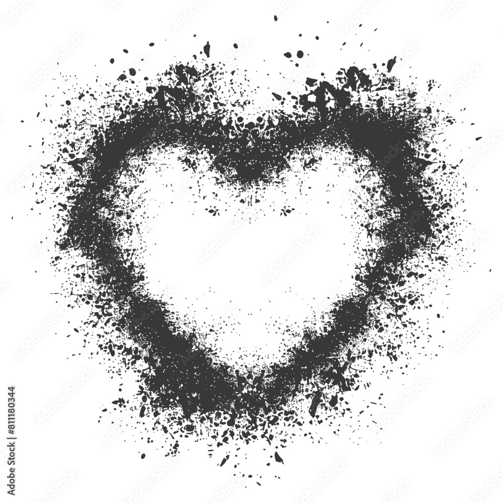 Silhouette Stencil frame dirty texture hearth border black color only Silhouette Stencil frame dirty texture hearth border black color only