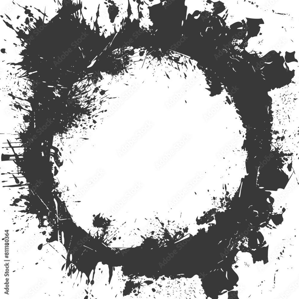 Silhouette Stencil frame dirty texture hearth border black color only