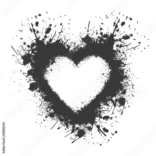 Silhouette Stencil frame dirty texture hearth border black color only
