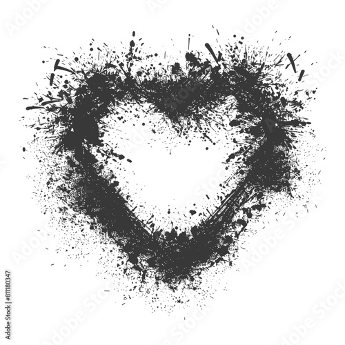 Silhouette Stencil frame dirty texture hearth border black color only