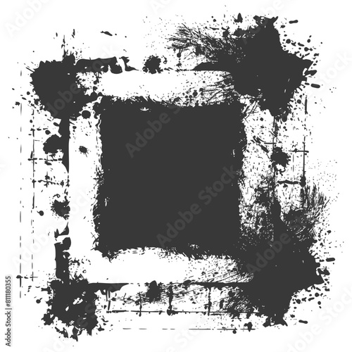 Silhouette Stencil frame dirty texture hearth border black color only