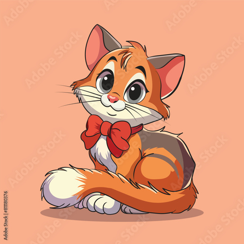 Illustration Vector Graphic of Cute Cat Cartoon in Orange With Separated Layer. Suitable for Manufacturing T-Shirt, Sticker, Coloring Book, etc.