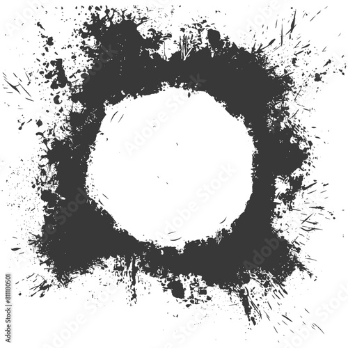 Silhouette Stencil frame dirty texture hearth border black color only