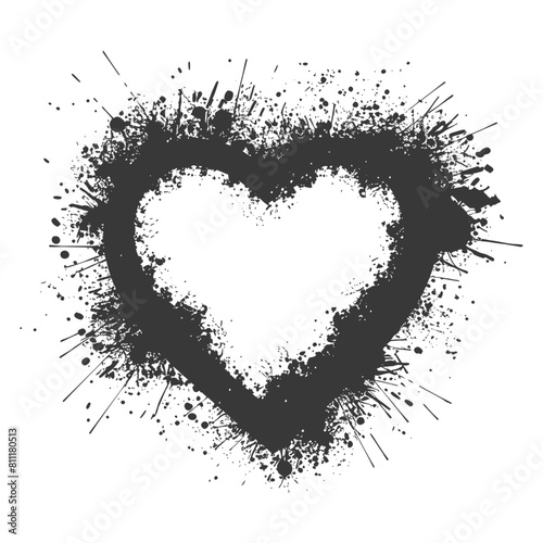 Silhouette Stencil frame dirty texture hearth border black color only
