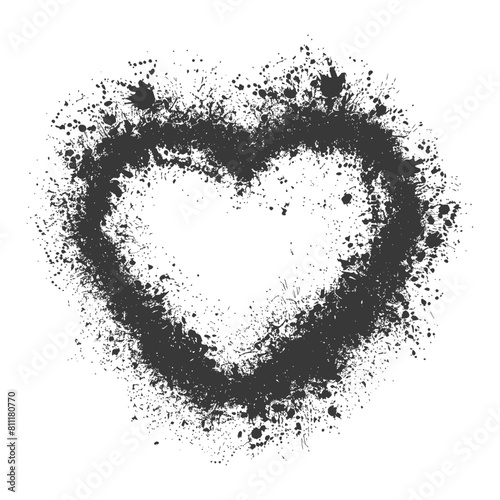 Silhouette Stencil frame dirty texture hearth border black color only
