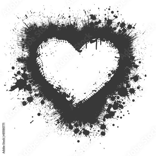 Silhouette Stencil frame dirty texture hearth border black color only