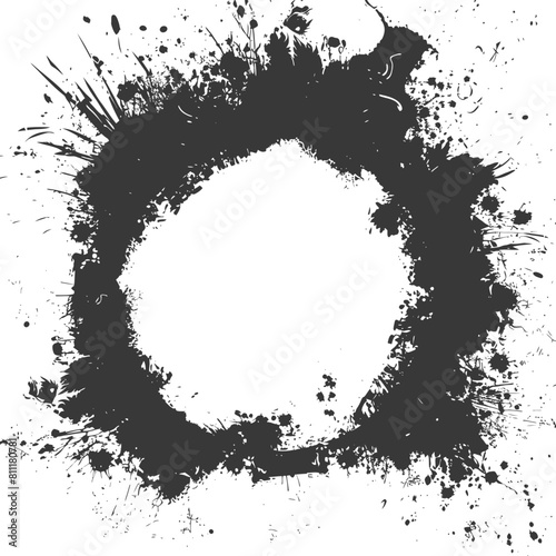 Silhouette Stencil frame dirty texture hearth border black color only