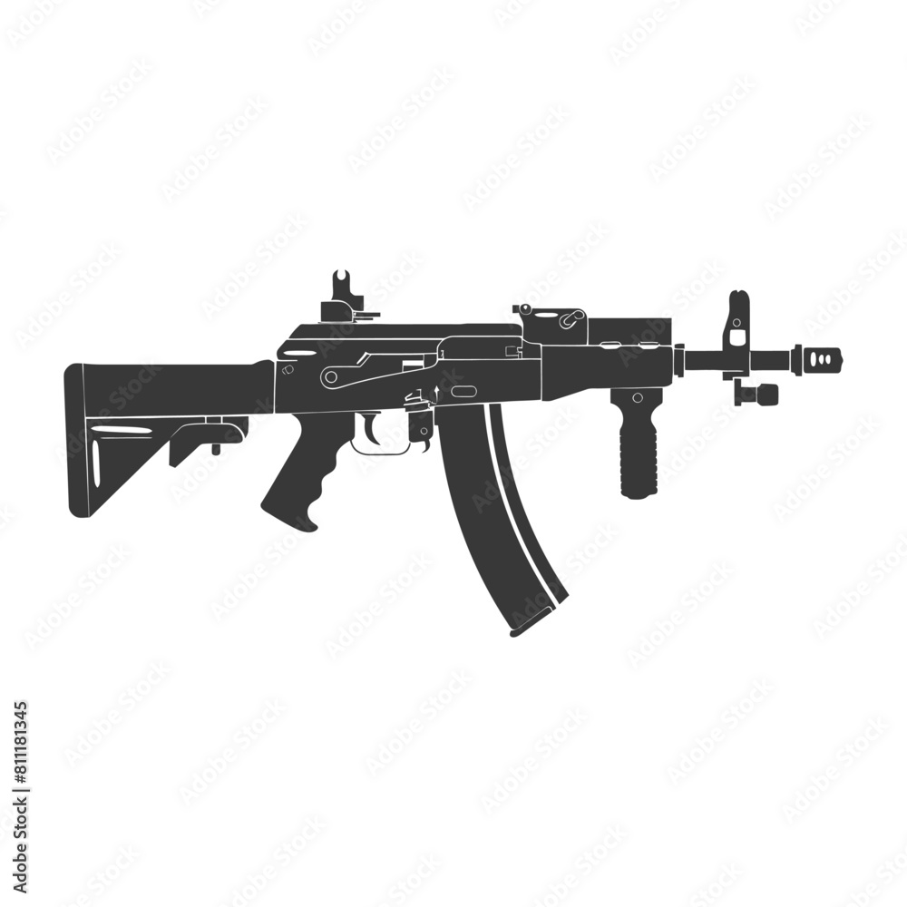 Silhouette Submachine gun military weapon black color only