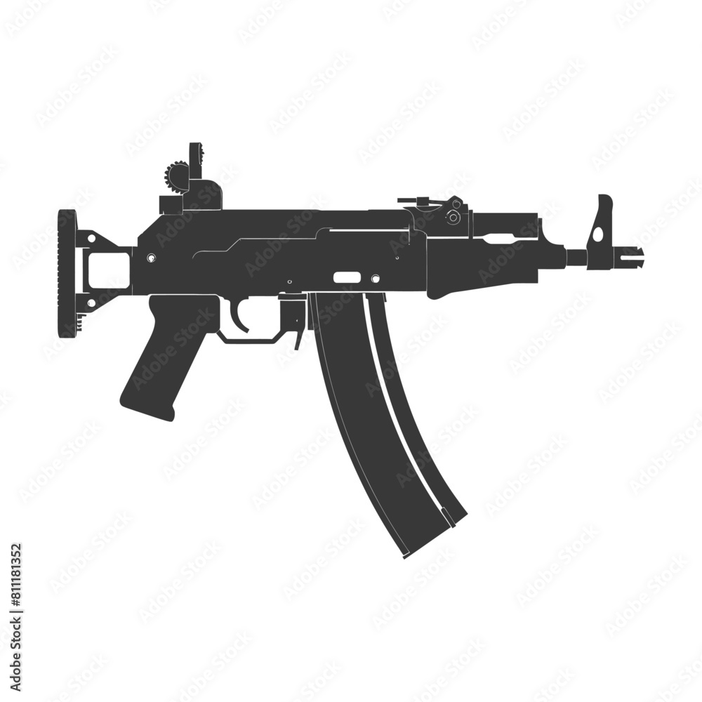 Silhouette Submachine gun military weapon black color only